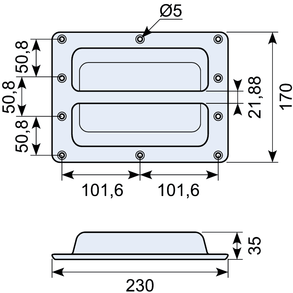Handle 240x170x30 mm, Recessed, Plastic, webshopProducts - 