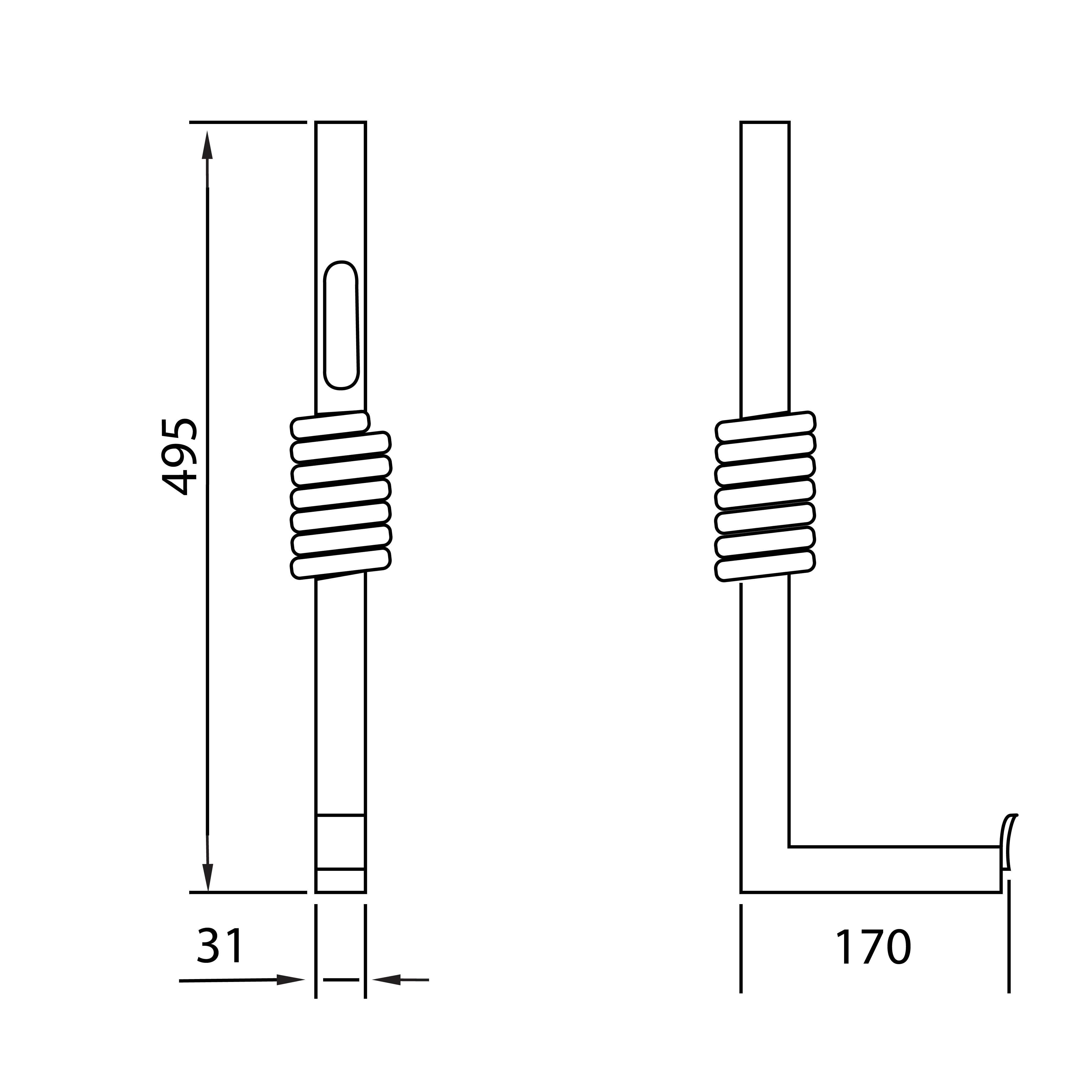 Spring loaded step 30x30, 169/505 mm, HDG, webshopProducts - 