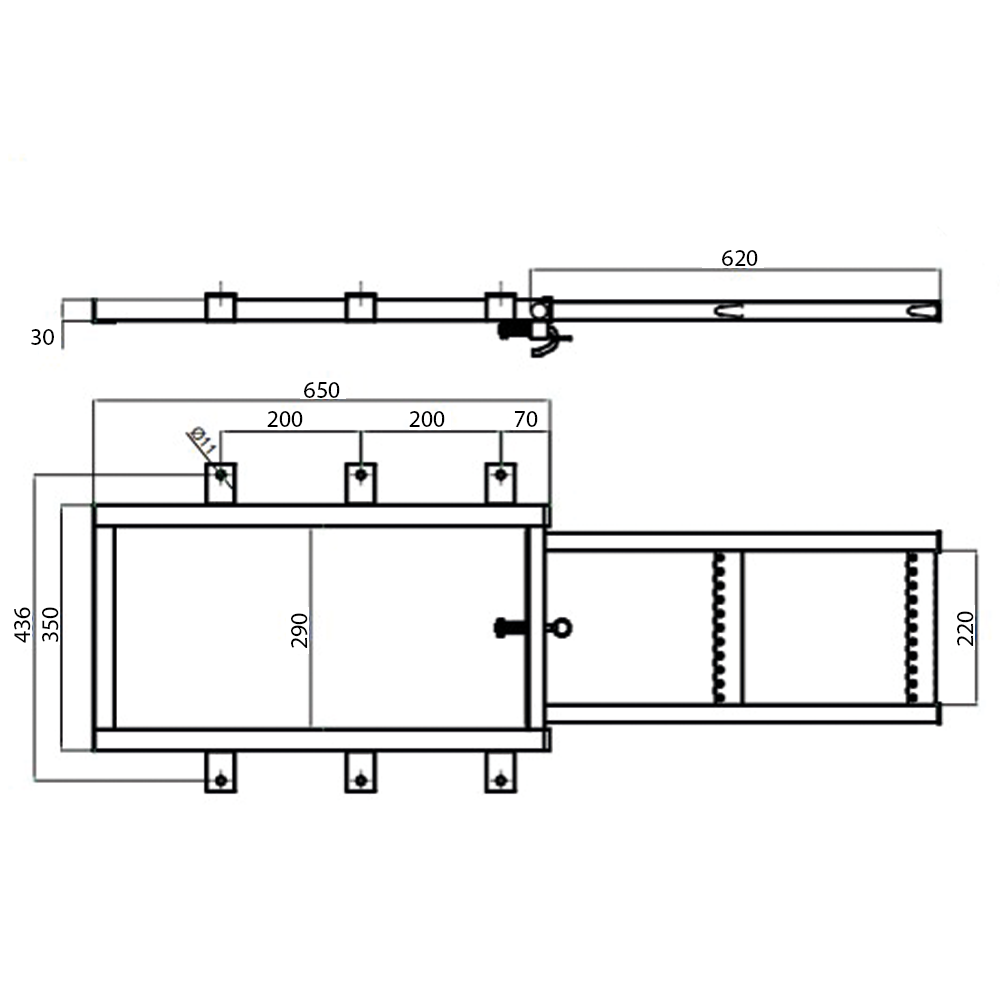 Sliding ladder 650x620x350 mm, 2-steps, ZN, webshopProducts - 
