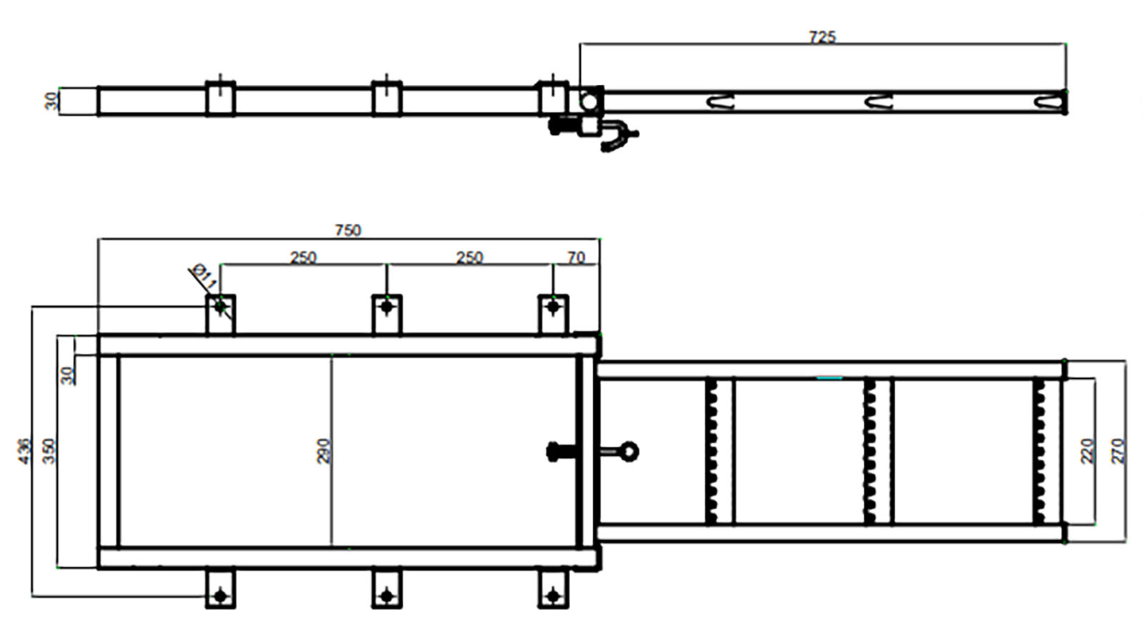 Folding ladder 725x750x350 mm, 3-steps, ZN, webshopProducts - 
