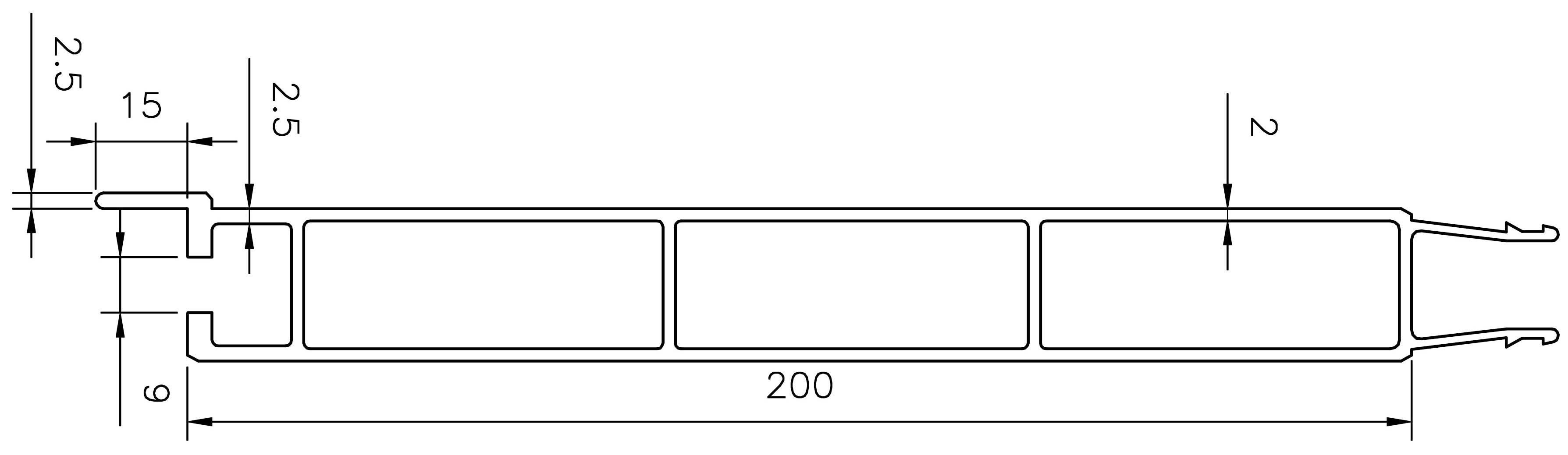 Underprofil 200 mm / 5 m - B1020, webshopProducts - 