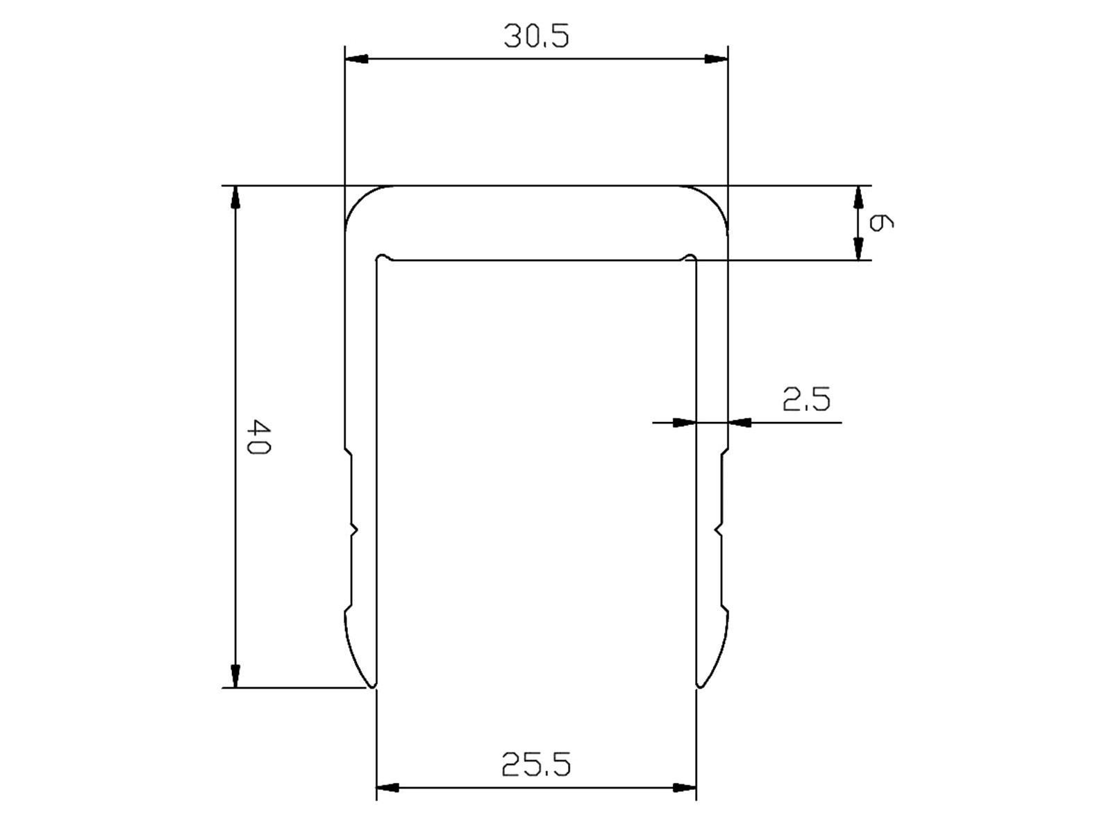 U-profiili 5020 mm, anodisoitu, webshopProducts - 