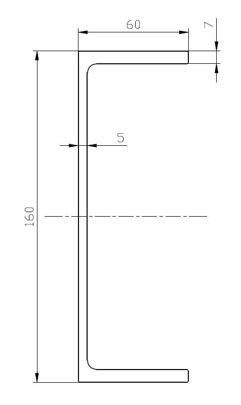 U-profiili 60x160x60x7x5x7x4500 mm, webshopProducts - 