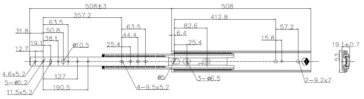 Slider rail 500x53, 113kg, webshopProducts - 