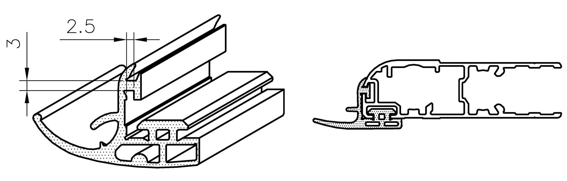 Kumitiiviste taka/sivuovelle 3300 mm, webshopProducts - 