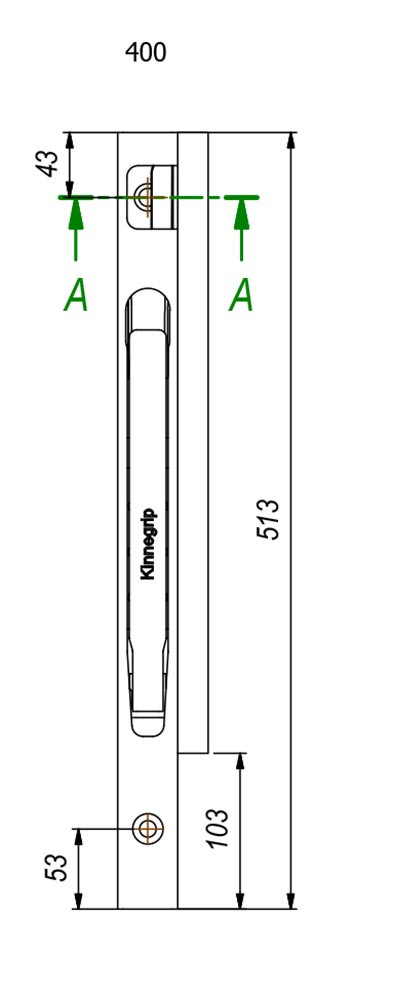 Kinnegrip K20 etupilari 400 mm, sinkitty, webshopProducts - 