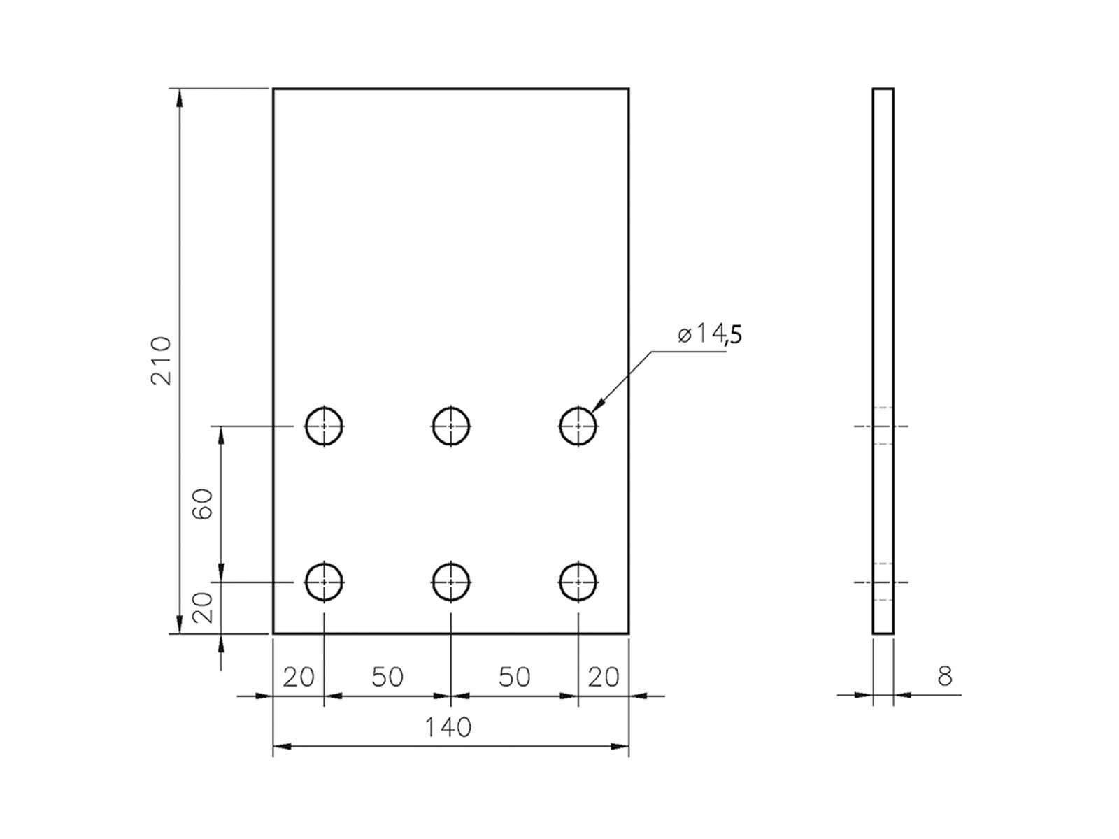 Runkokiinnikelevy 210x140 mm, pohjamaalattu, webshopProducts - 