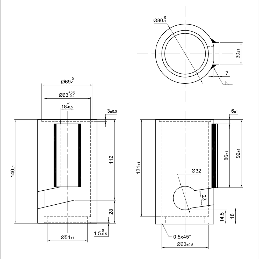 Support Pole bracket 140mm, Ø63mm, max 8T, webshopProducts - 