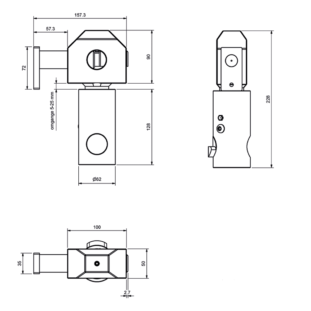 Konttilukko Ø63 mm pylväsholkkiin 100 kN, webshopProducts - 