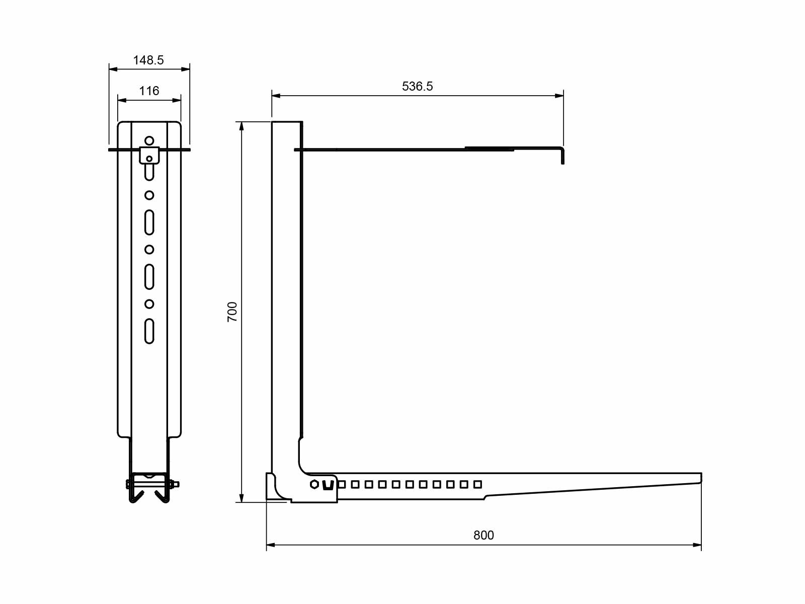 Adjustable bottom bracket for box ZN, 800x700, webshopProducts - 
