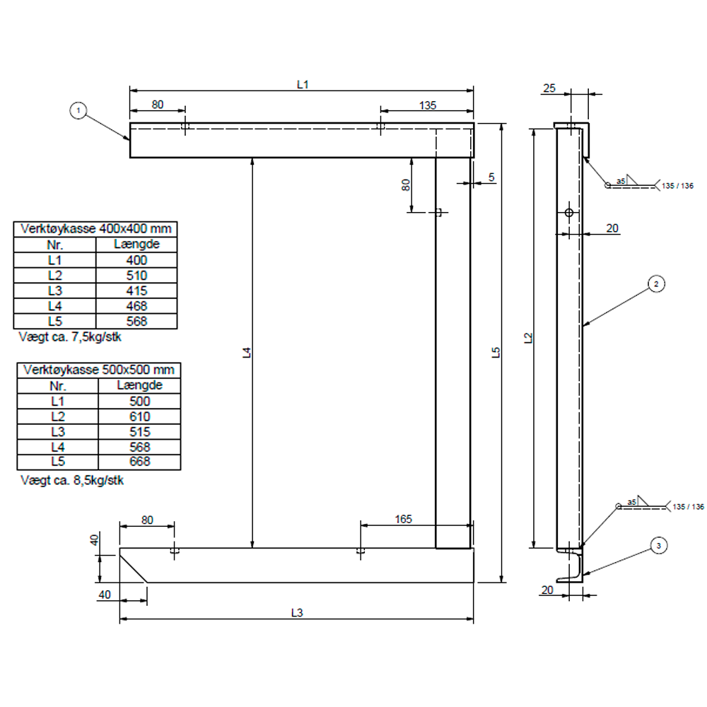 Box bracket HDG, 400x400, webshopProducts - 