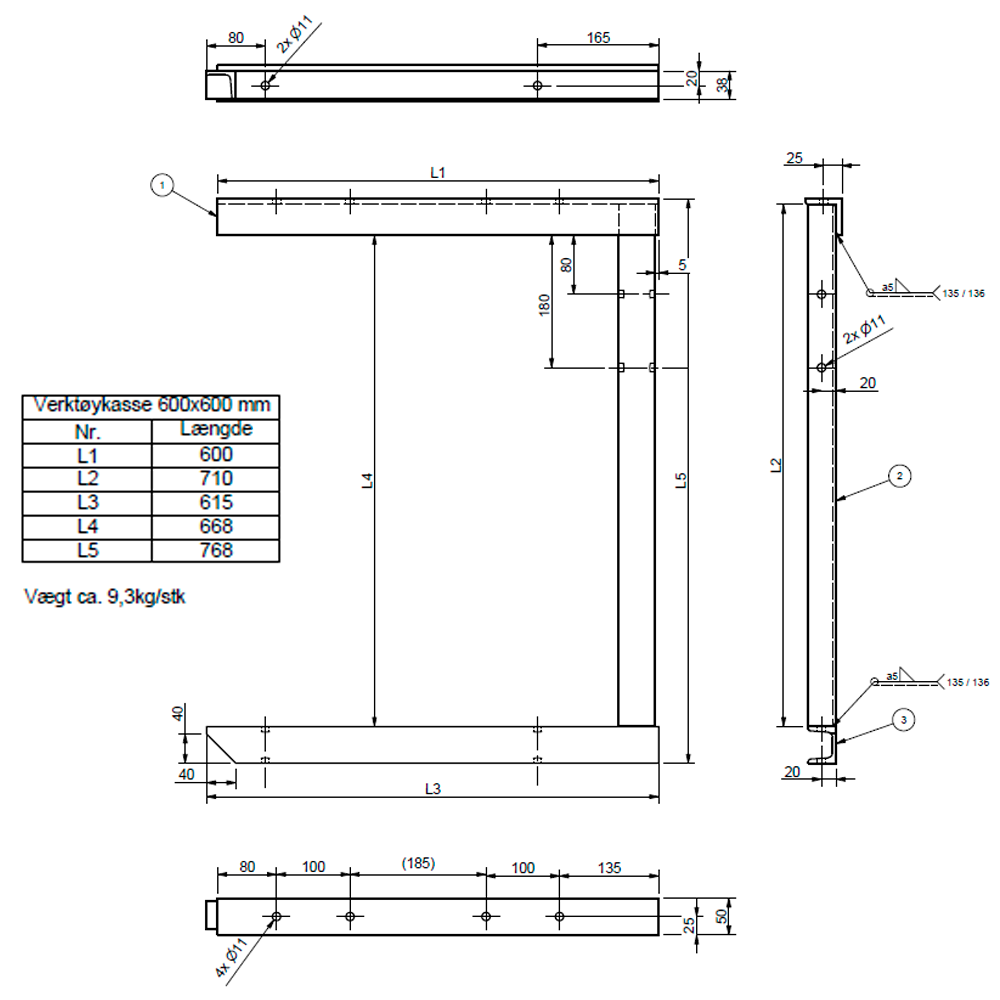 Box bracket HDG, 600x600, webshopProducts - 
