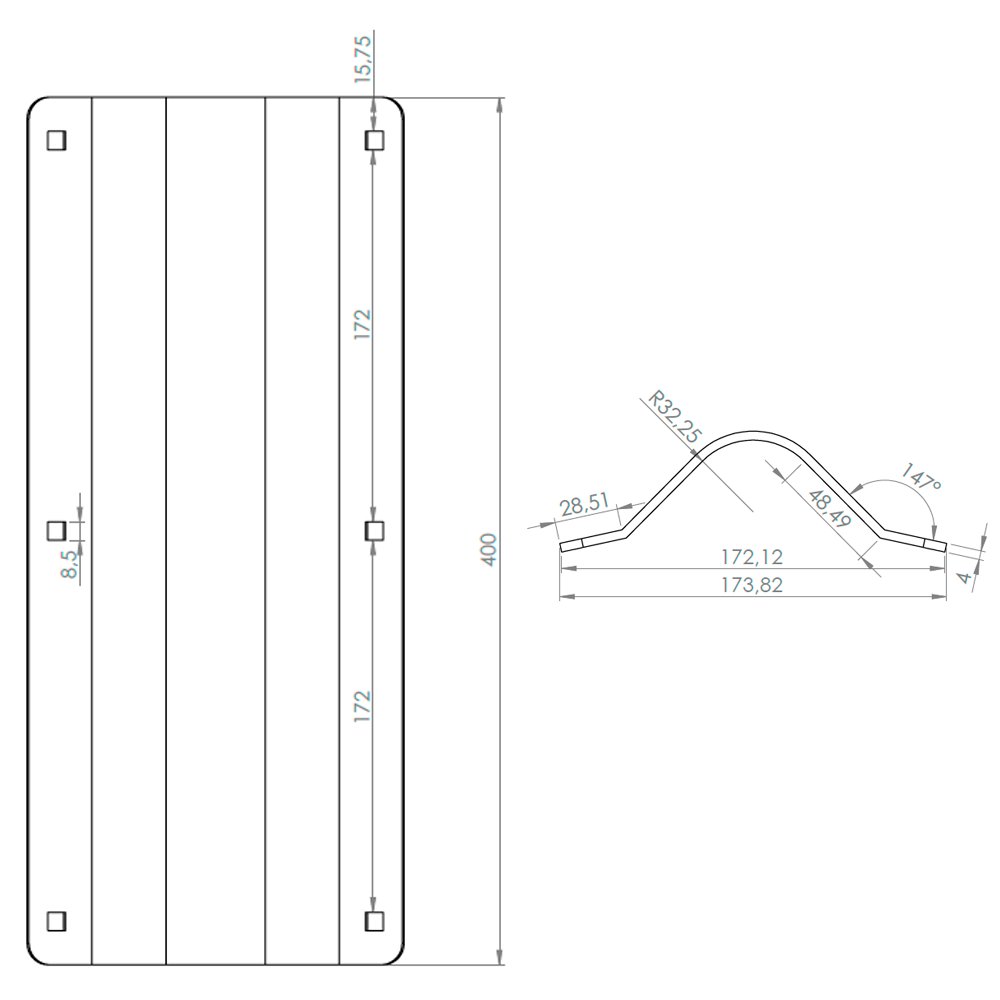 Mudguard mounting plate, removable M8, webshopProducts - 
